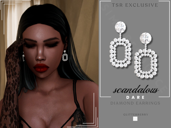 Sims 4 — Scandalous Dare- Diamond Earrings by Glitterberryfly — Collab with BillSims, Dissia and Shimydim. Diamond