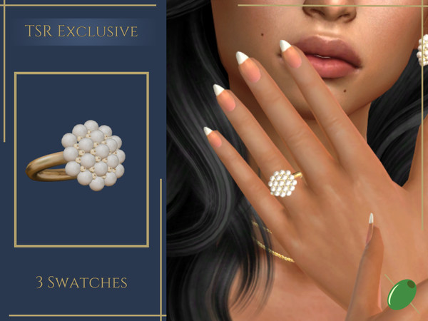 Sims 4 — Pearl Cluster Ring by Pitted0live — Vintage style pearl cluster ring Custom catalog image