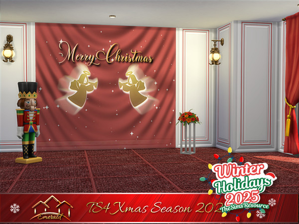 Sims 4 — TS4Xmas Season 2025 wall2 by Emerald — Wishing you a happy Christmas and a fulfilling year ahead. May you be
