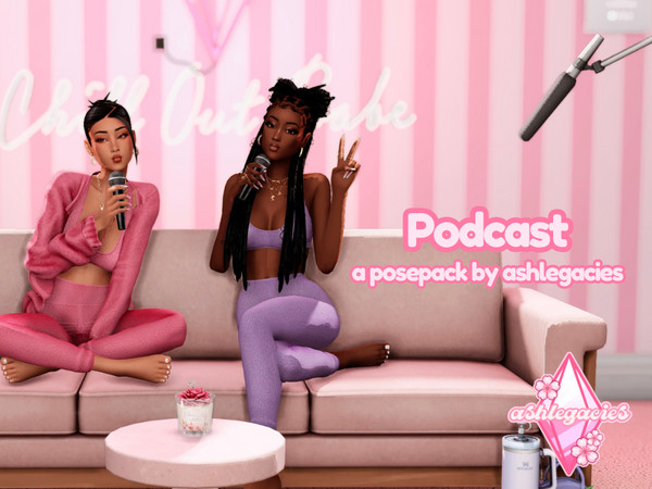 Sims 4 — Podcast Posepack by ashlegacies — - Posepack
