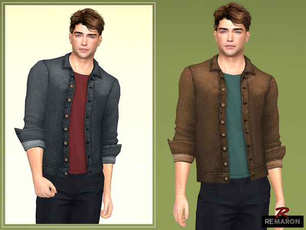 Sims 4 — Denim Jacket for Male Sims by remaron — Denim Jacket for Male Sims, teens to elders in The Sims 4