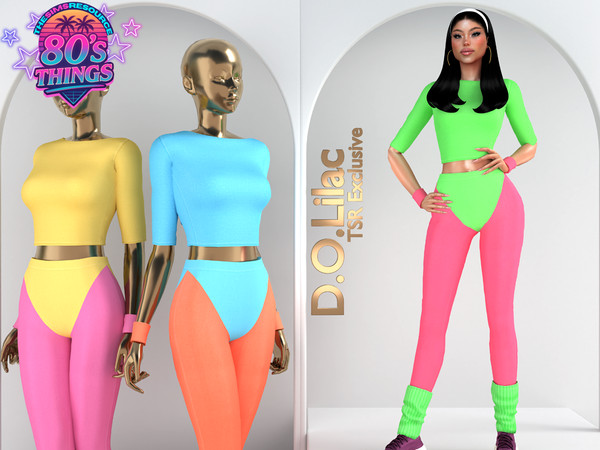 Sims 4 — 80's Aerobic Chic Set DO112 Top 2067 by DOLilac — Includes: (Top + Bottom)