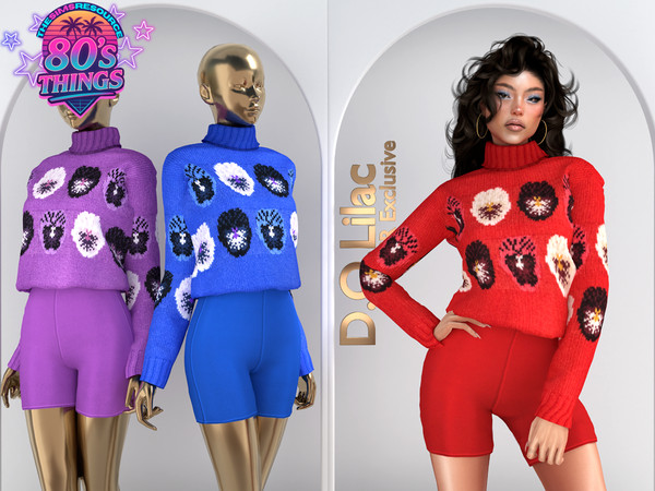 Sims 4 — 80's Cozy Sport Set DO113 Top 2069 by DOLilac — Includes: (Top + Bottom)