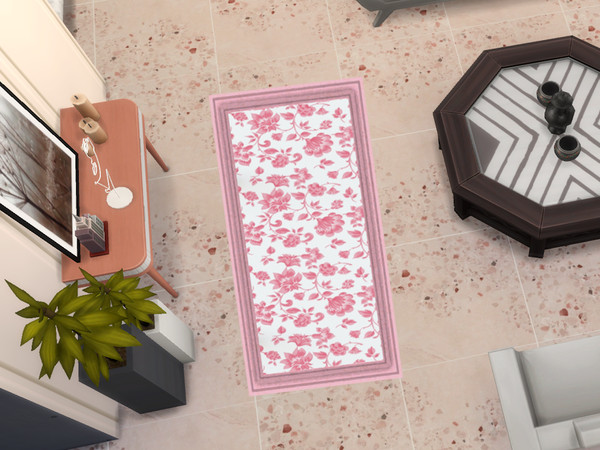 Sims 4 — Footprints PINK Rug by lavilikesims — Long 3x1 rug all in pink with different designs by Lavilikesims 