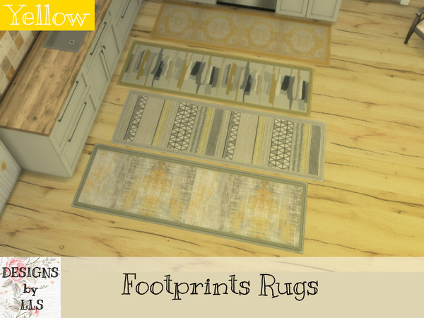 Sims 4 — Footprints Yellow Rugs by lavilikesims — Please check out the matching September rugs or download the set :) by