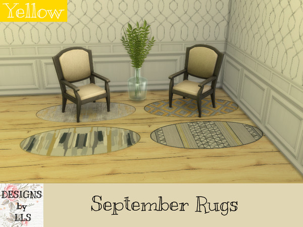 Sims 4 — September YELLOW Rugs by lavilikesims — by Lavilikesims oval in shape, yellow in colour with different patterns