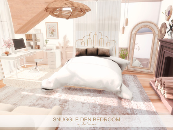 Sims 4 — Snuggle Den Bedroom by BlusterSims — The Snuggle Den Bedroom is a cozy retreat featuring a big comfy bed, a