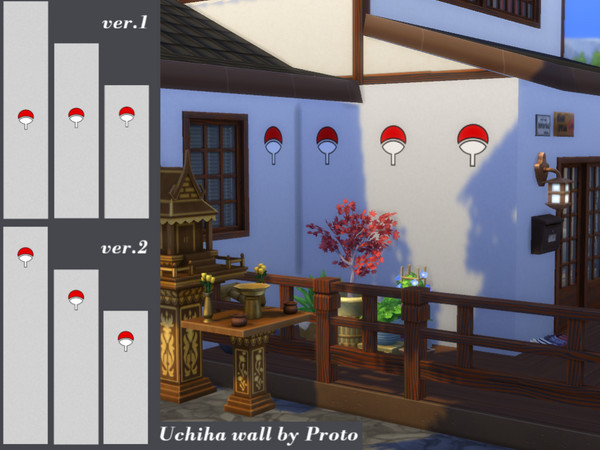 Sims 4 — uchiha wall ver1.package by ProtoInHeaven — The very first item of Naruto Set - wall with Uchiha clan symbol.