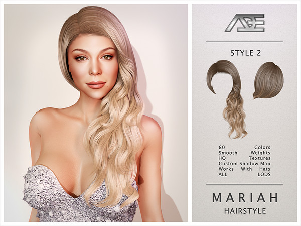 Sims 4 — Mariah - Style 2 (Hairstyle) by Ade_Darma — Mariah Hairstyle - Style 2 Mariah Carey Inspired Hair New Hair Mesh