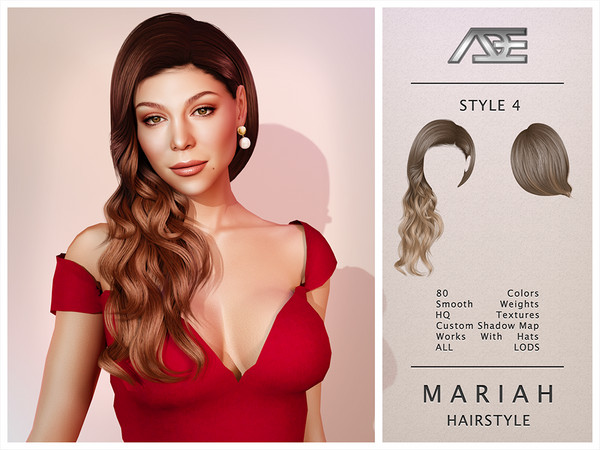Sims 4 — Mariah - Style 4 (Hairstyle) by Ade_Darma — Mariah Hairstyle - Style 4 Mariah Carey Inspired Hair New Hair Mesh