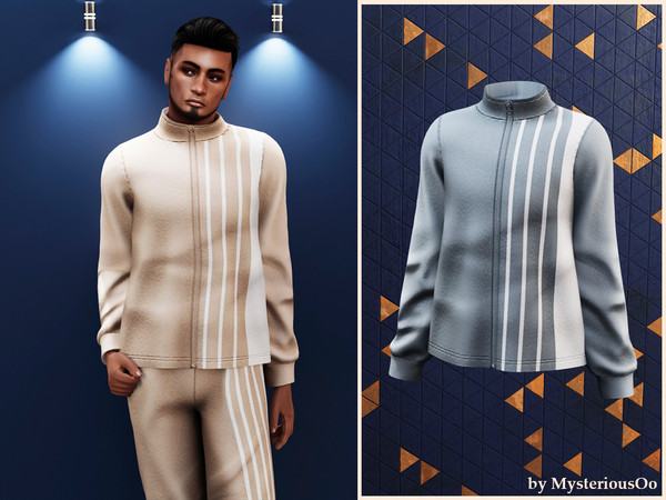 Sims 4 — Male - Retro stripe track jacket by MysteriousOo — Sporty zip-up jacket with sleek vertical stripe detailing