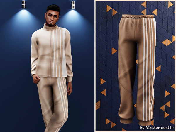 Sims 4 — Male - Retro stripe track pants by MysteriousOo — Relaxed athletic pants with clean vertical side stripes
