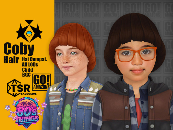 Sims 4 — Coby Hair (80's Things) by GoAmazons — Bowl cut hairstyle for children in early 80s vibe.