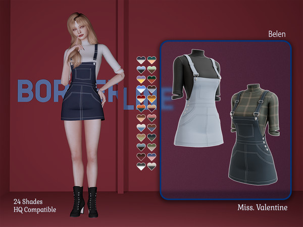Sims 4 — Belen short overol dress by MissValentine142 — 24 Shades