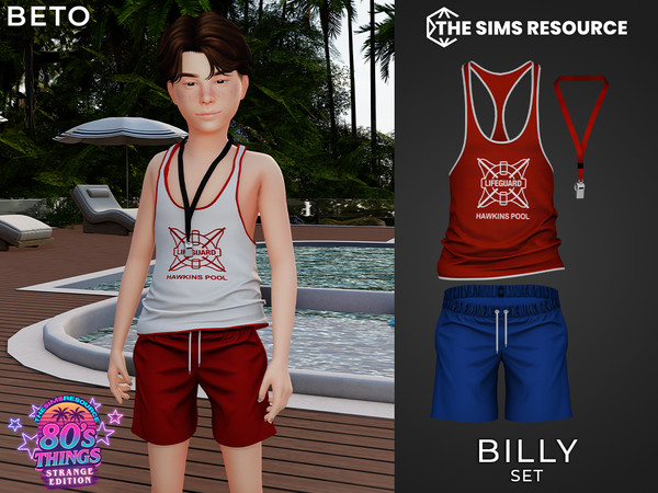 Sims 4 — By Beto - Billy (Top - Child Version) by Beto_ae0 — Lifeguard outfit inspired by a famous and iconic series