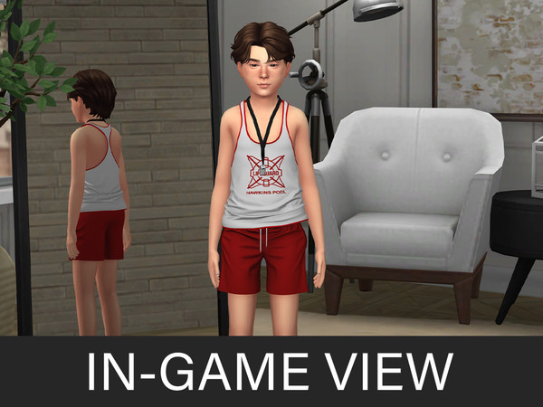 Sims 4 — By Beto - Billy (Shorts Child Version) by Beto_ae0 — Lifeguard outfit inspired by a famous and iconic series