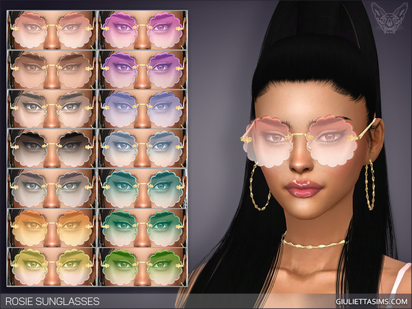 Sims 4 — Rosie Sunglasses by feyona — Rosie Sunglasses come with 14 swatches. They are compatible with glasses slider