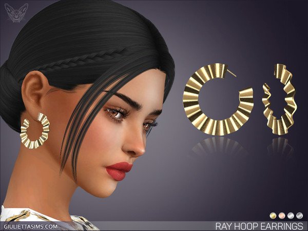 Sims 4 — Ray Hoop Earrings by feyona — Ray Hoop Earrings come with 4 swatches.