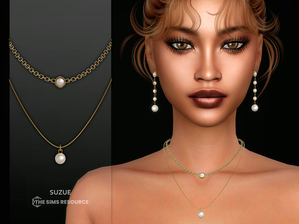 Sims 4 — Pearl Dream Necklace by Suzue — New Mesh (Suzue)