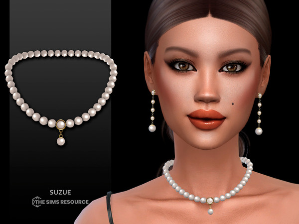 Sims 4 — Pearl Dream Necklace v2 by Suzue — New Mesh (Suzue)