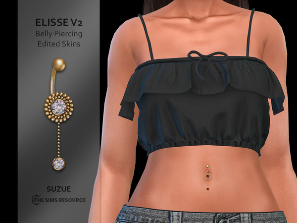 Sims 4 — Elisse v2 Belly Piercing Edited Skins by Suzue — New Mesh (Suzue)