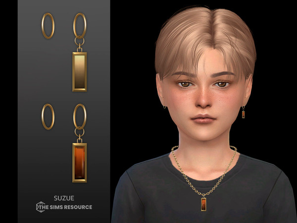 Sims 4 — Logan Earrings Child by Suzue — New Mesh (Suzue)