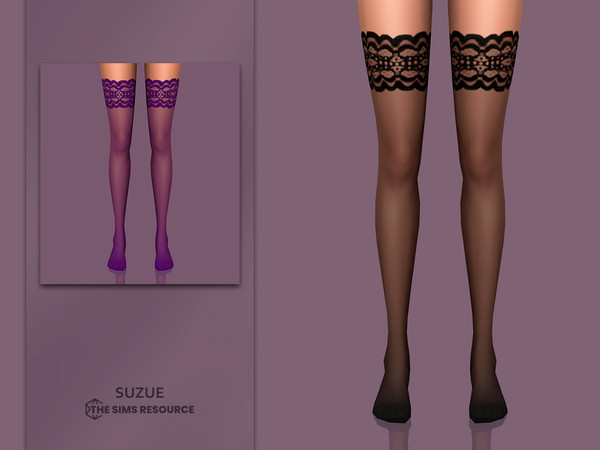 Sims 4 — Stockings with lace details by Suzue — (Suzue)