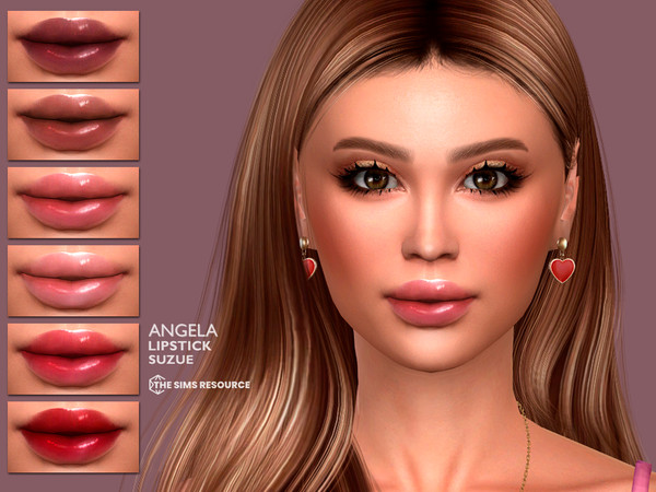 Sims 4 — Angela Lipstick N106 by Suzue — 14 Swatches