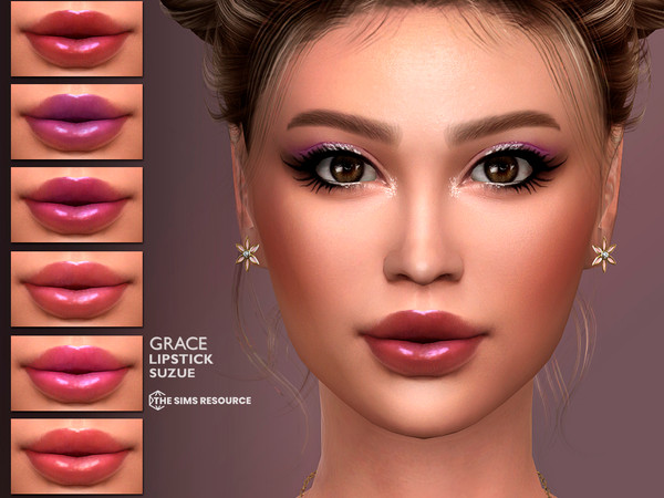 Sims 4 — Grace Lipstick N107 by Suzue — 10 Swatches