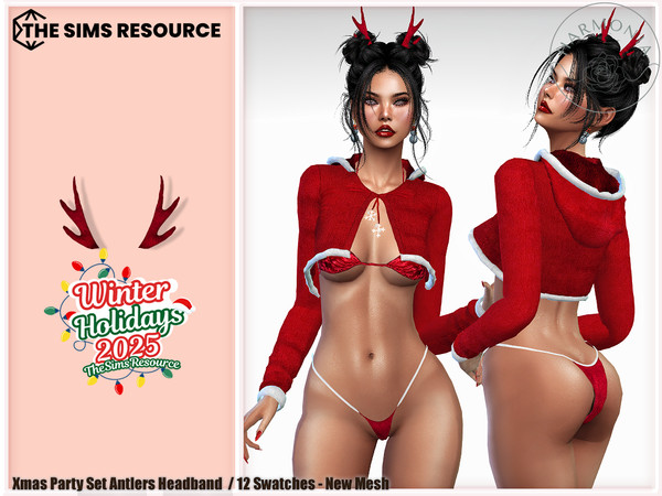 Sims 4 — Winter Holidays 2025 - Antlers Headband by Harmonia — New Mesh
