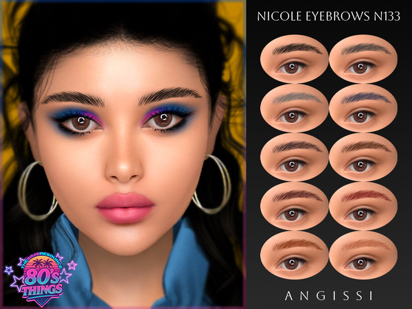 Sims 4 — 80's Things Nicole Eyebrows N133 by ANGISSI — PREVIEWS MADE USING HQ MOD Female Teen to elder