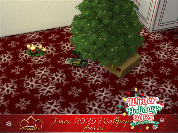 Sims 4 — Xmas 2025 Wallpaper floor3 by Emerald — May this Christmas be full of surprises, gifts, and greetings for you.