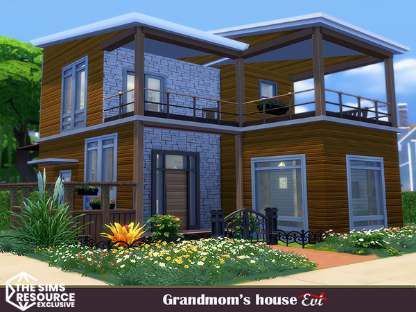Sims 4 — Grandmom's house. No CC by evi — A country house consisted of two floors. It has one bedroom with a bathroom on