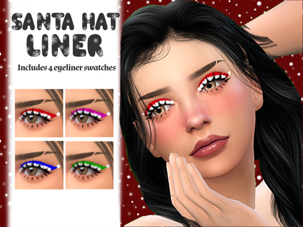 Sims 4 — Santa Hat Eyeliner by _alttrait_ — Give your Sims a perfectly festive glam look with this adorable Santa hat