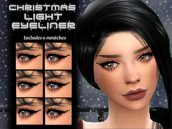 Sims 4 — Christmas Light Eyeliner by _alttrait_ — Light up your Sims' holiday look with this playful Christmas