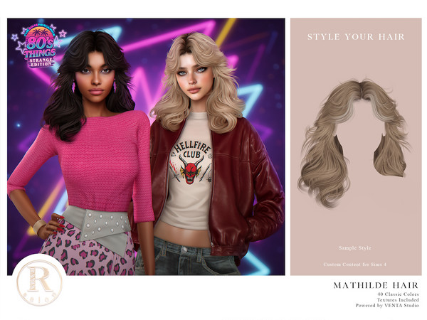 Sims 4 — RAMA - Mathilde Hair by VentaStudio — 40 Colors (233 on Patreon)