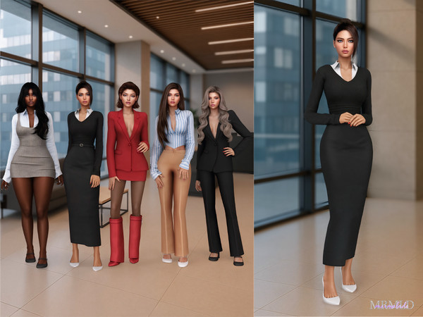 Sims 4 — MERMALADE Leather Long Skirt by Mermalade — Corset Shirt