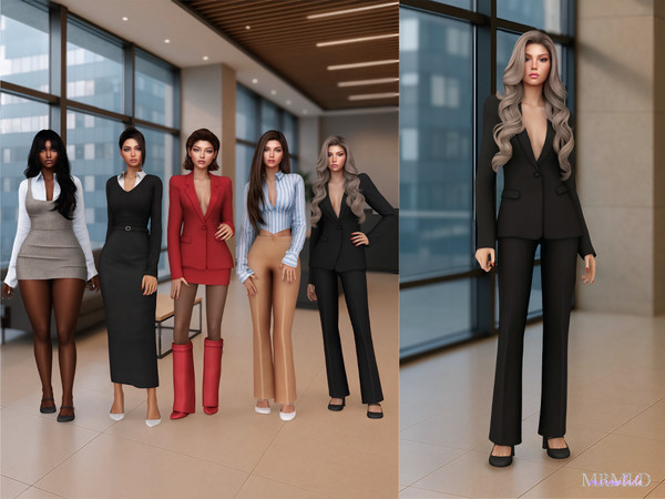 Sims 4 — MERMALADE Tailored Pants by Mermalade — Corset Shirt