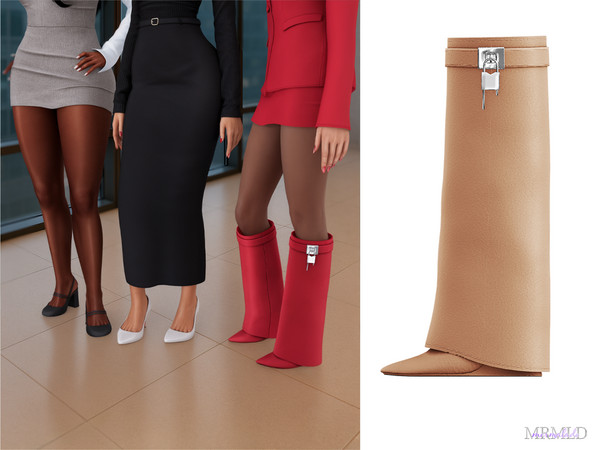 Sims 4 — MERMALADE Leather Overline Boots (Base Game) by Mermalade — Classic Heels