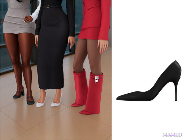 Sims 4 — MERMALADE Leather Stilettos (Base Game) by Mermalade — Classic Heels