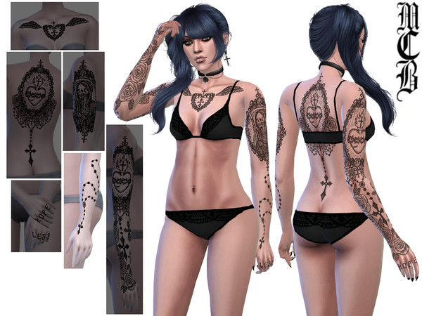Sims 4 — Gothic Rosary Lower Arm Tattoo (Left) by MaruChanBe2 — Gothic inspired tattoos for your cuties.