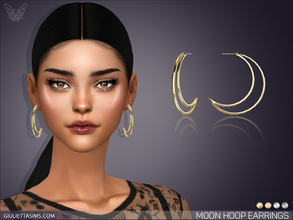 Sims 4 — Moon Hoop Earrings by feyona — Moon Hoop Earrings come with 4 swatches.