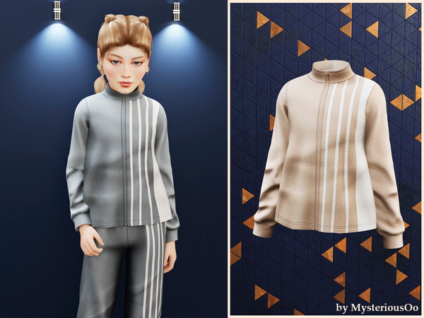 Sims 4 — Child - Retro stripe track jacket by MysteriousOo — Sporty zip jacket with bold vertical stripes