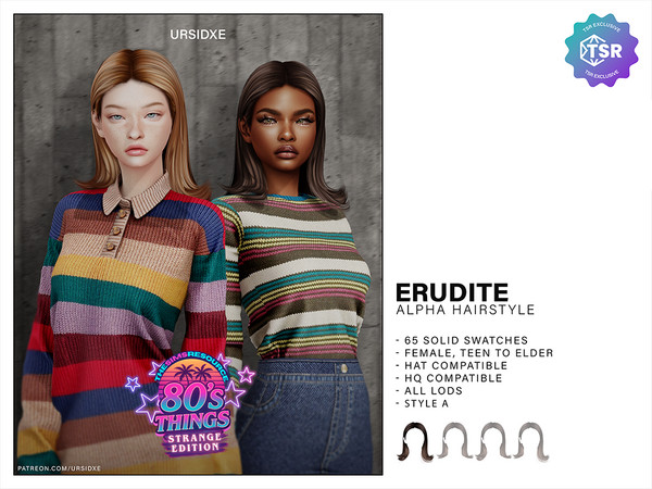 Sims 4 — EURDITE (Hairstyle) - Style A by Ursidxe — 80's Things Collection