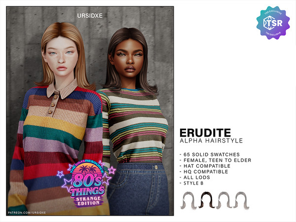 Sims 4 — EURDITE (Hairstyle) - Style B by Ursidxe — 80's Things Collection