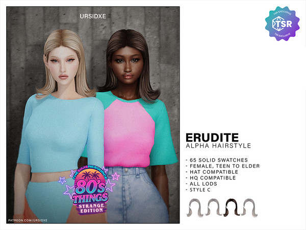 Sims 4 — EURDITE (Hairstyle) - Style C by Ursidxe — 80's Things Collection