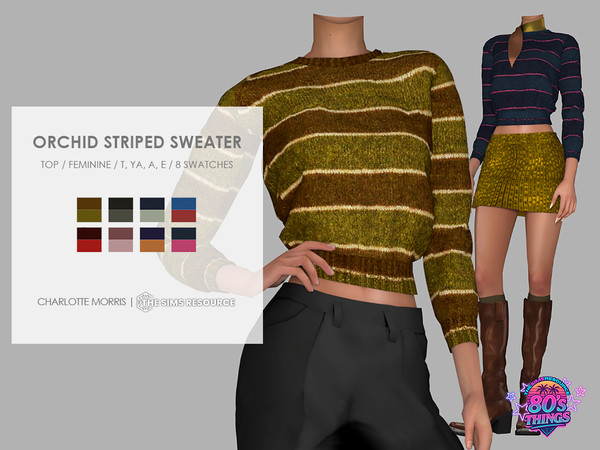 Sims 4 — Orchid Striped Sweater by Charlotte_Morris — 8 swatches
