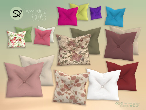 Sims 4 — Rewinding the 80s Cushion by SIMcredible! — Step inside and make yourself at home. It's the 80s, after all.
