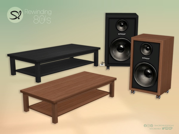 Sims 4 — Rewinding the 80s Coffee Table by SIMcredible! — Step inside and make yourself at home. It's the 80s, after all.