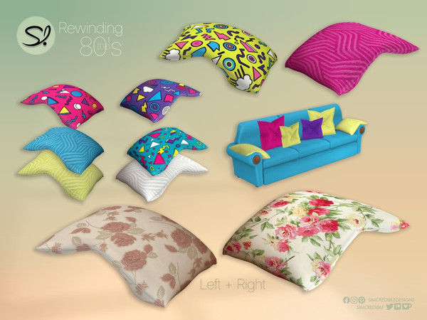 Sims 4 — Rewinding the 80s Throw Pillow Right by SIMcredible! — Step inside and make yourself at home. It's the 80s,